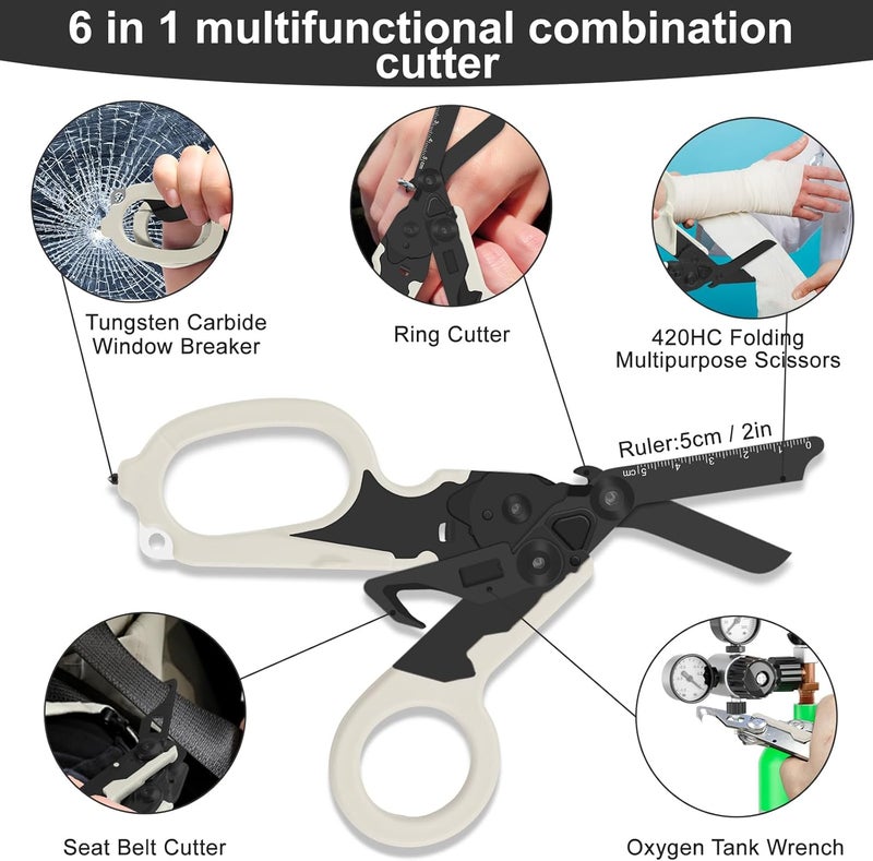Lemasa 6in1 trauma shears - emergency responders, outdoor emergencies scissor, medical staff, and outdoor camping scissors, ttrauma scissors (Luminous Black) - Image 3